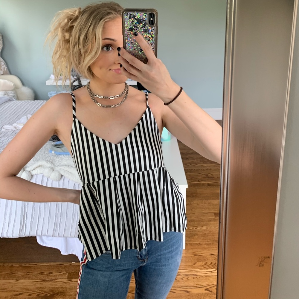 Black and white striped tank top